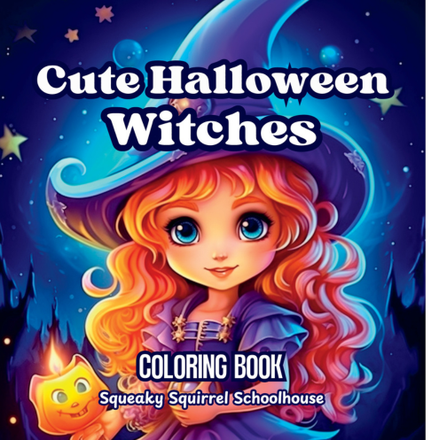 Cute Halloween Witches Coloring Book SqueakySquirrelSchoolhouse.com