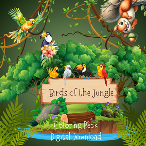 Birds of the Jungle Coloring Pack Web Image SqueakySquirrelSchoolhouse.com