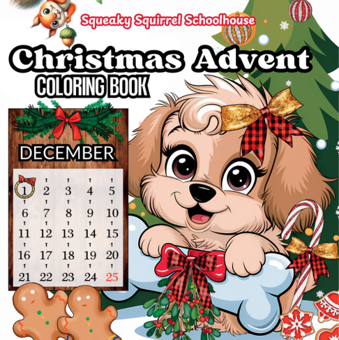 Christmas Advent Calendar Coloring Book Bold and Easy SqueakySquirrelSchoolhouse.com