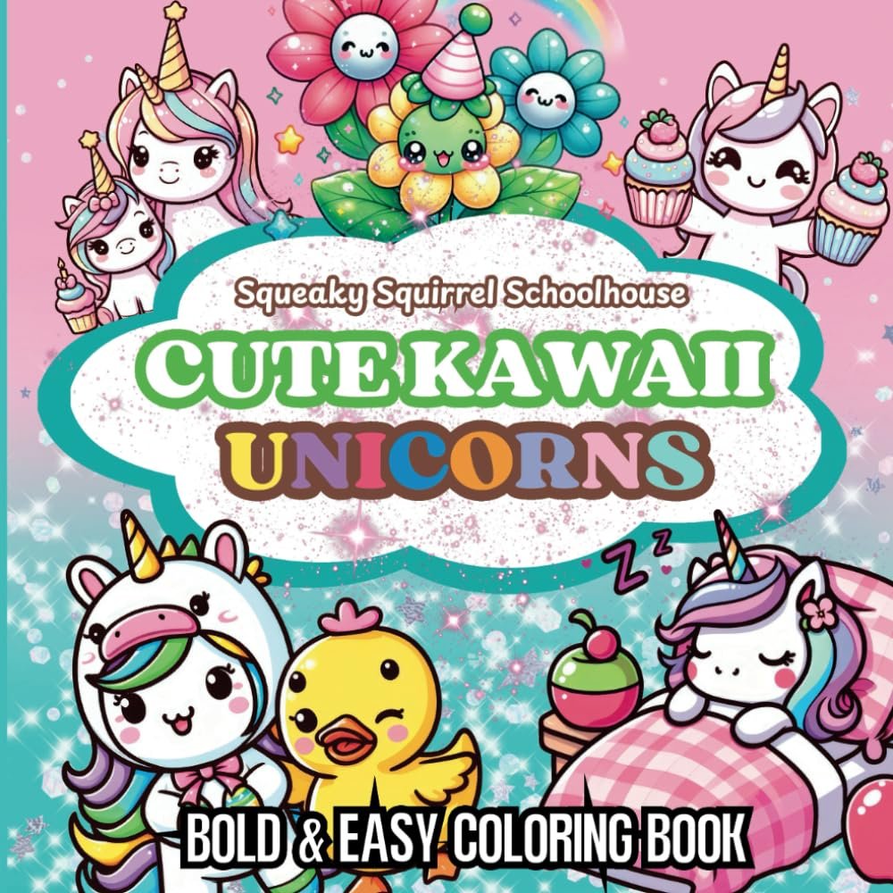 Unicorn Kawaii Coloring Book SqueakySquirrelSchoolhouse.com