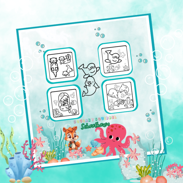 Cute Ocean Sea Animal Coloring Book Back Cover SqueakySquirrelSchoolhouse.com