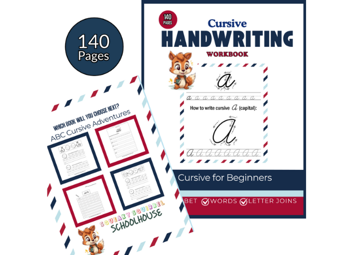 Cursive Handwriting Workbook SqueakySquirrelSchoolhouse.com