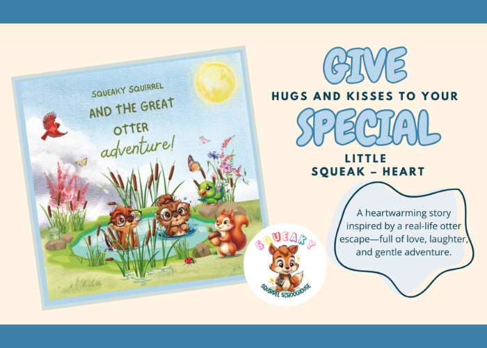Squeaky Squirrel and the Great Otter Adventure SqueakySquirrelSchoolhouse.com kids Book banner
