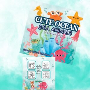 Squeaky Squirrel Schoolhouse Cute Ocean Animals Coloring Book - 50 Easy Pages for Kids Teens & Adults - High-Resolution Glossy Cover - 8.5 x 8.5 Inches - Stress Relief & Creativity Boost
