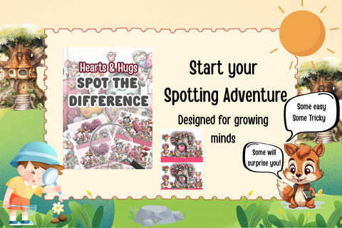 spot the difference hearts & hugs kids book squeakysquirrelschoolhouse.com image 480x320