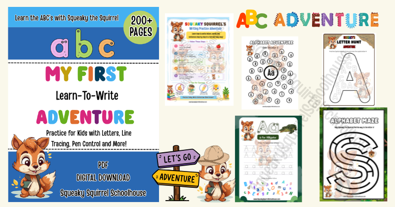 My First ABC Tracing Adventure my first abc adventure web image 800x420 squeakysquirrelschoolhouse.com